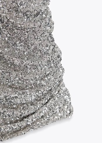 Kadın Gri Payetli Mini Elbise - Görsel 7