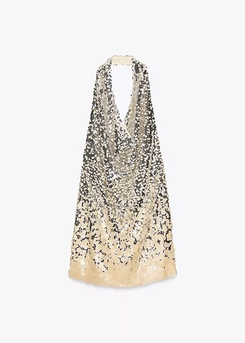 Zara Altın Renk Mini Payetli Abiye Elbise - Görsel 6