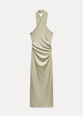 Gold Straplez Uzun  Elbise - Görsel 3