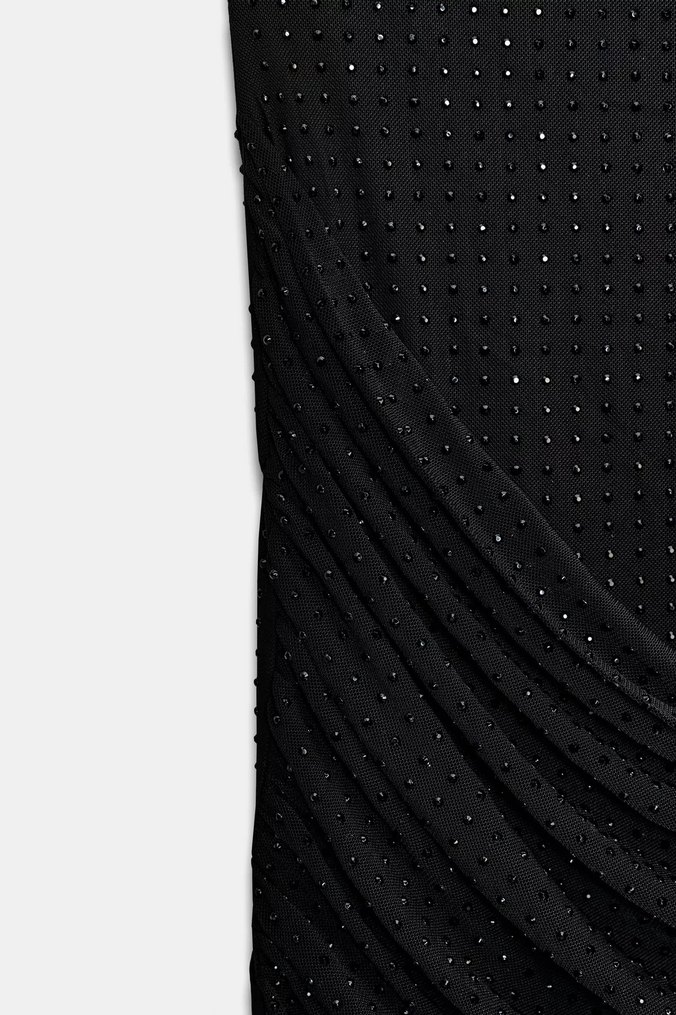 Siyah İşlemeli Pilili Kadın Elbise - Görsel 3