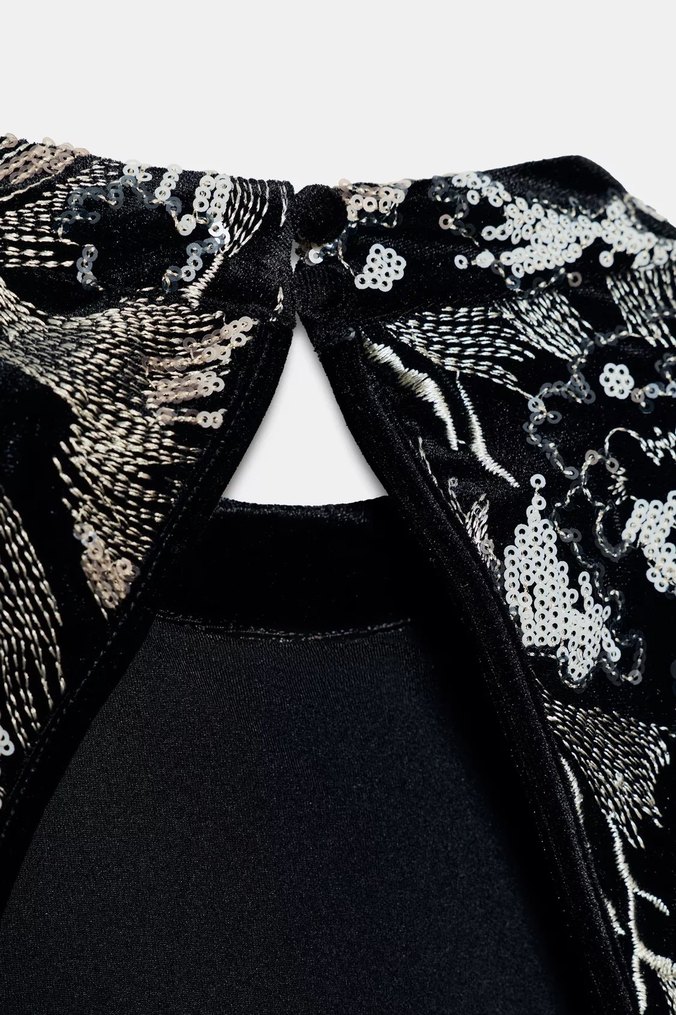 Gri Uzun Kollu Desenli Kadın Elbise - Görsel 3