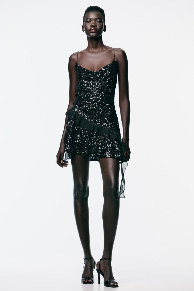 Siyah Drapeli Mini Elbise - Görsel 2