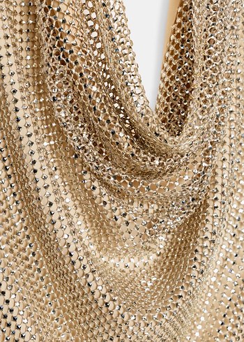 Parlak Altın Renkli Taşlı Elbise - Görsel 3