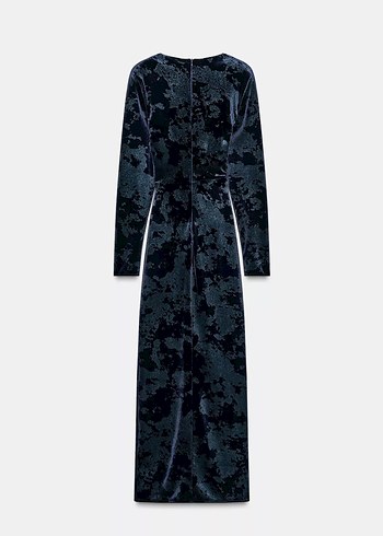 Lacivert Drapeli Kadın Uzun Elbise - Görsel 3