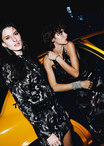 Uzun Kollu Desenli Gri Elbise - Görsel 4