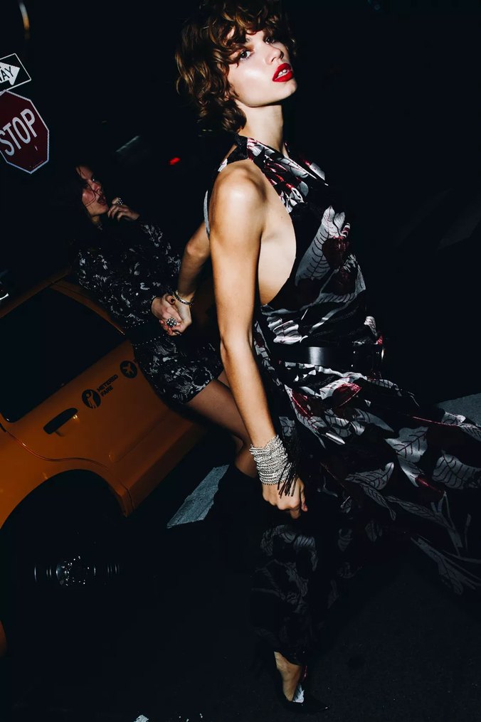 Uzun Kollu Desenli Gri Elbise - Görsel 5