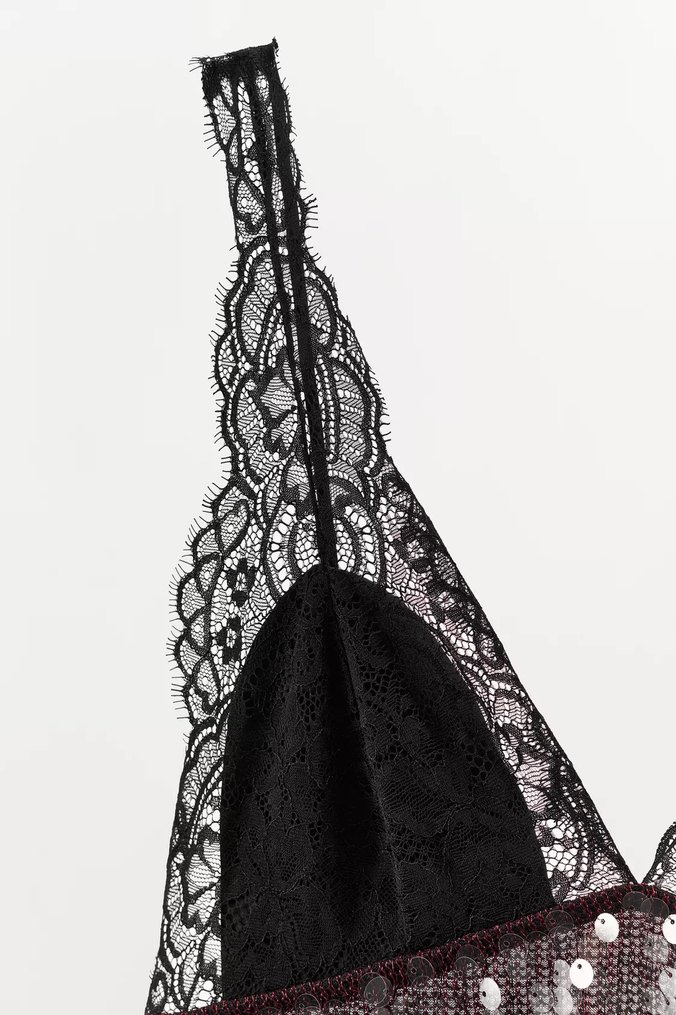 Bordo Dantelli Uzun Askılı Abiye Elbise - Görsel 3