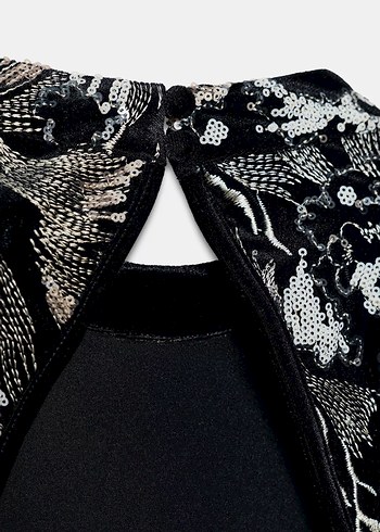 Kadın Gri Uzun Kollu Payetli Elbise - Görsel 3