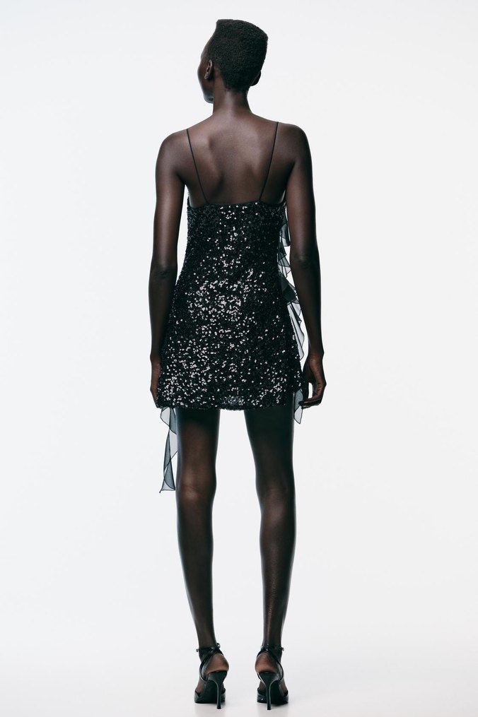 Kadın Siyah Payetli Mini Kokteyl Elbisesi - Görsel 5