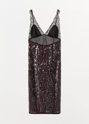 Bordo Dantelli Uzun Askılı Gece Elbisesi - Görsel 6