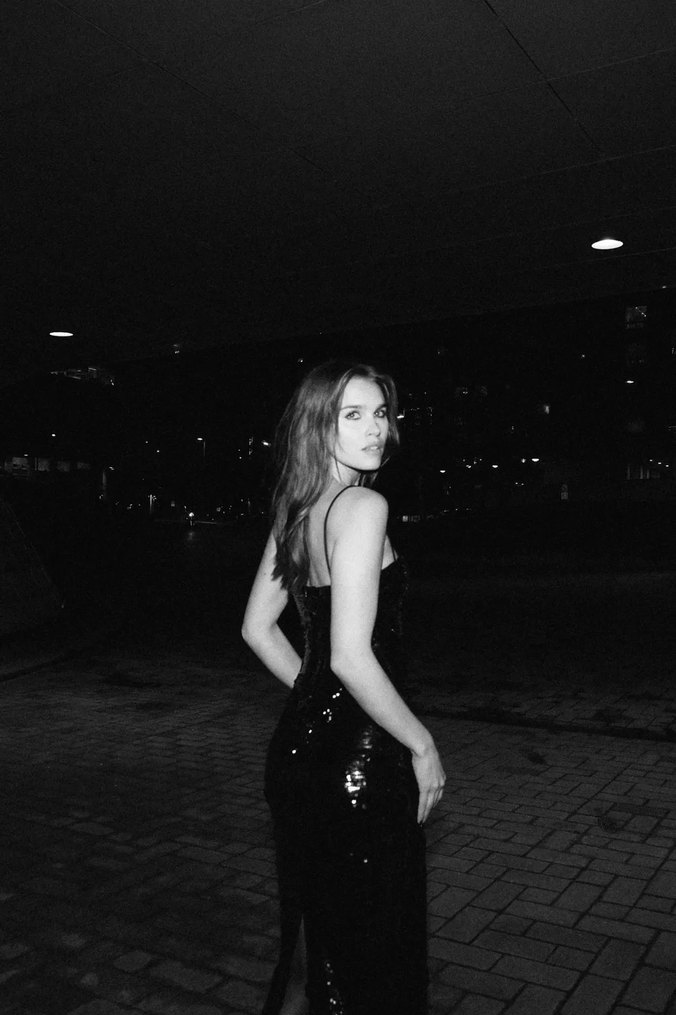 Siyah Payetli  Uzun Abiye Elbise - Görsel 3