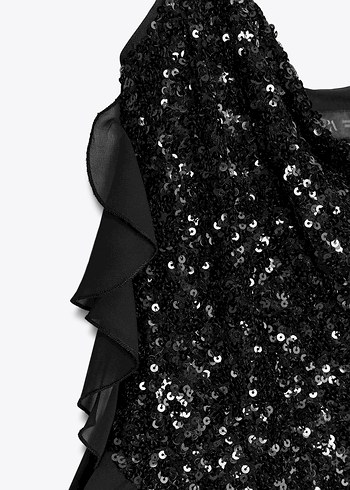 Siyah Payetli Mini Kokteyl Elbisesi - Görsel 7