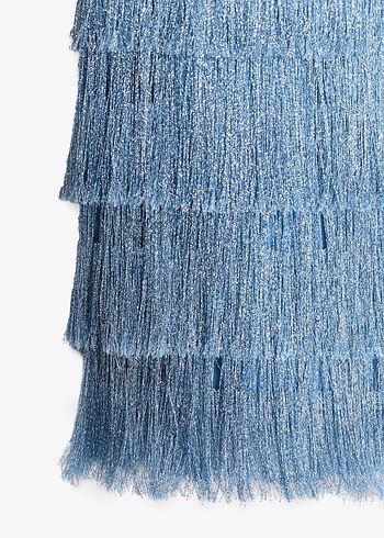 Fırfırlı Mavi Mini Elbise - Görsel 7