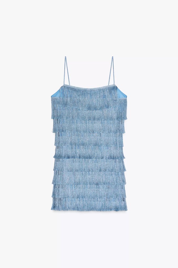 İnce Askılı Fırfırlı Mini  Elbise - Görsel 5