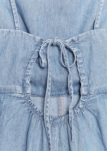 xxl Beden Zara Kadın Lacivert Denim Midi Tulum