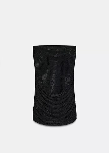 Straplez Siyah Mini Elbise - Görsel 5