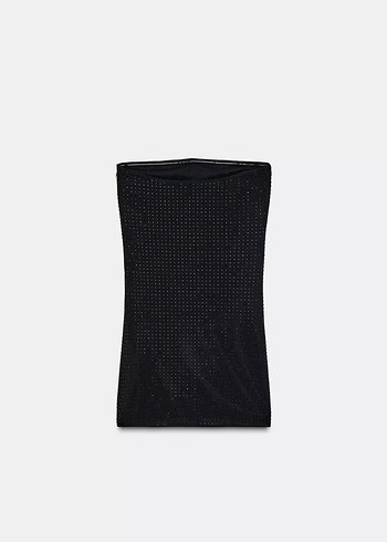 Straplez Siyah Mini Elbise - Görsel 6