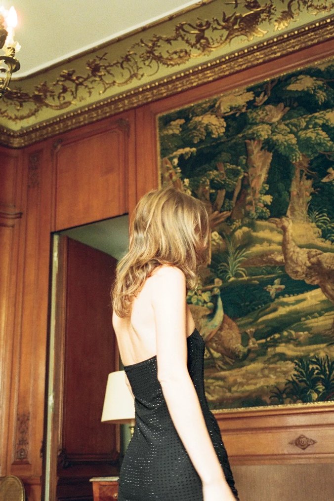 Straplez Siyah Mini Elbise - Görsel 3