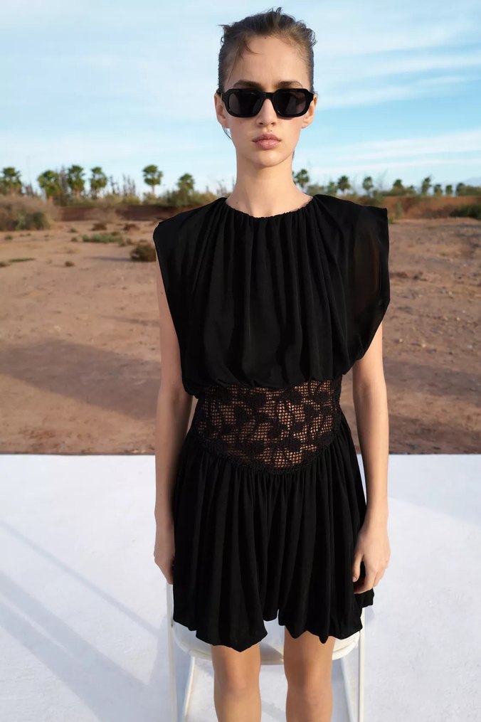 Zara Siyah Renkli Elbise - Görsel 2