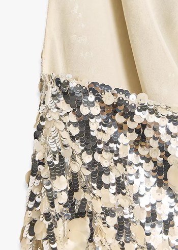 Zara Altın Renkli Mini Payetli Abiye Elbise - Görsel 7