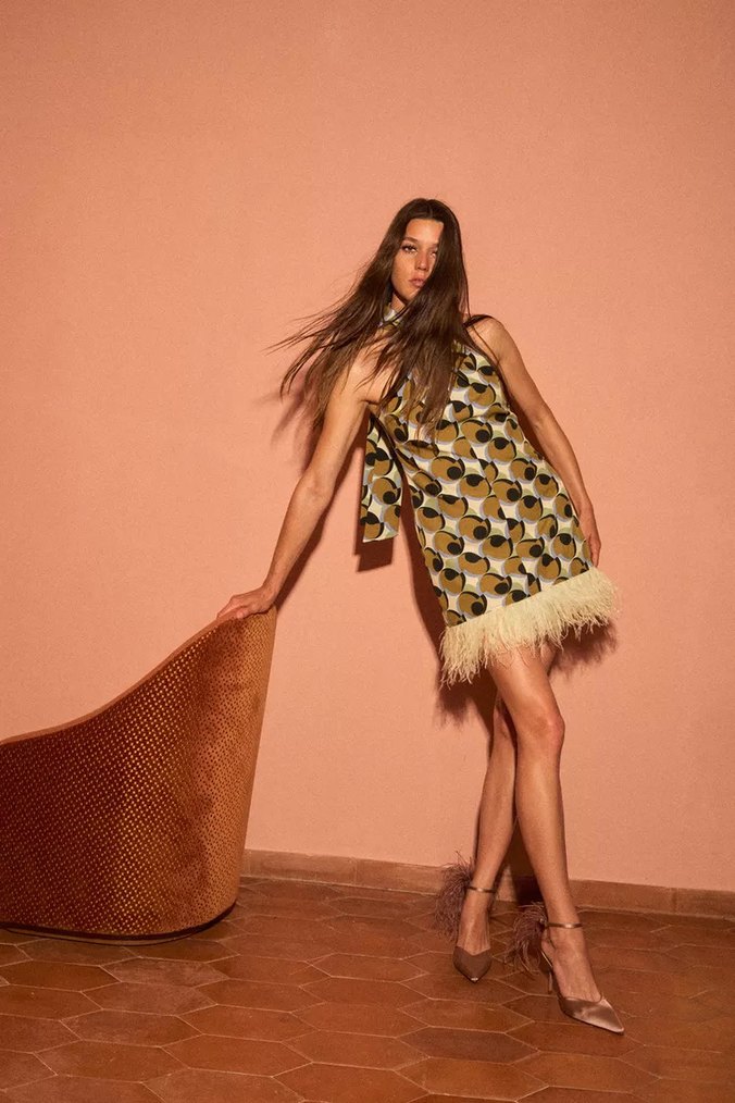 Desenli Mini Elbise - Görsel 3