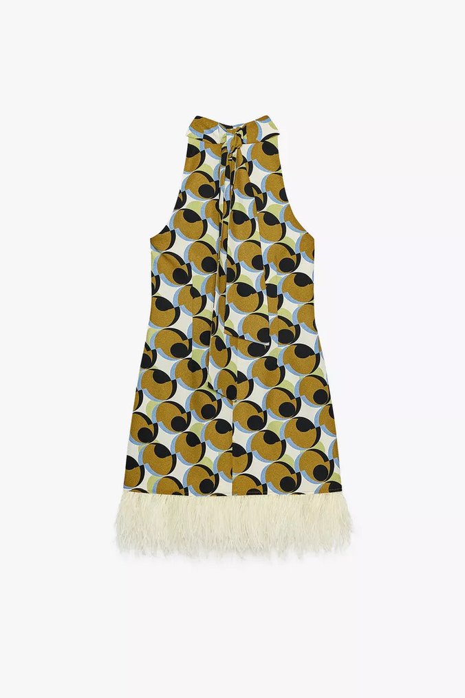 Desenli Mini Elbise - Görsel 5