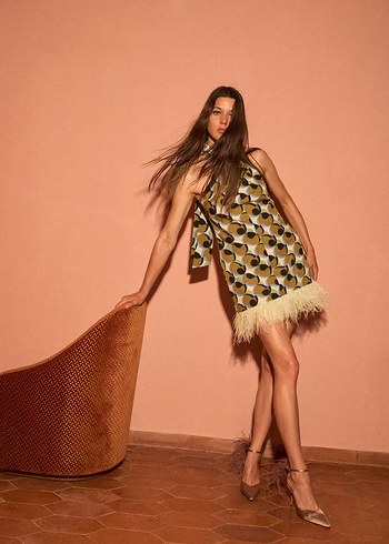 Zara Desenli Mini Elbise - Görsel 3