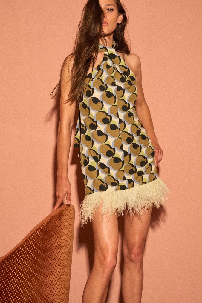 Zara Desenli Mini Elbise - Görsel 2