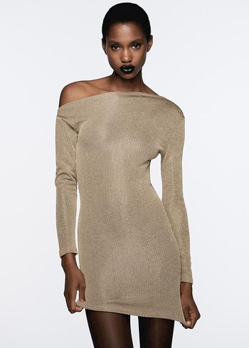 Zara Gold Rengi Elbise - Görsel 2