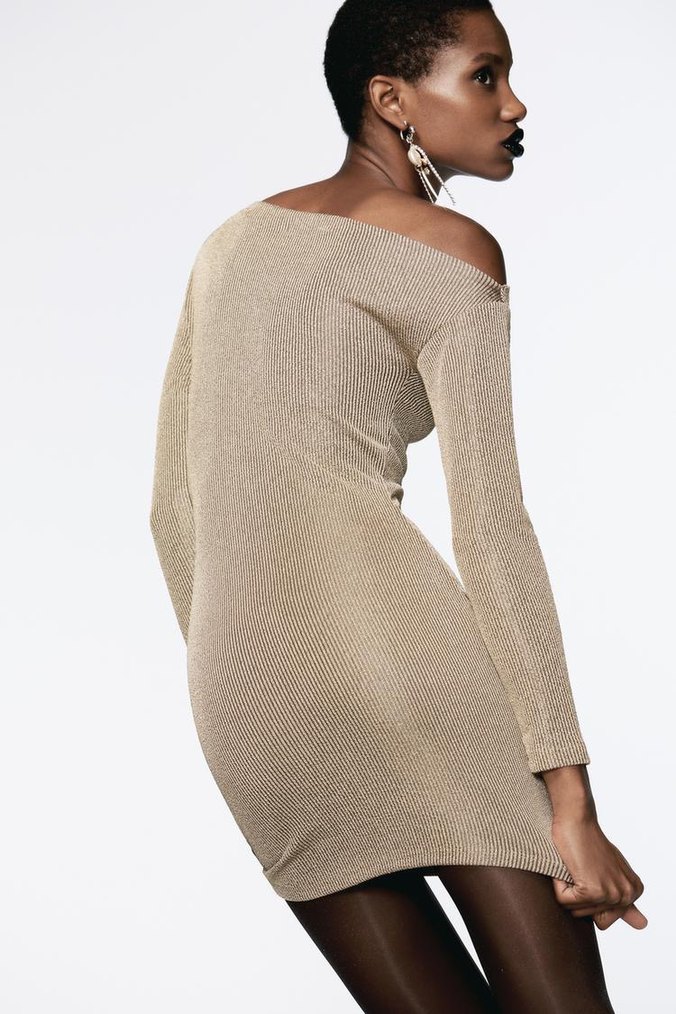 Zara Gold Rengi Elbise - Görsel 3