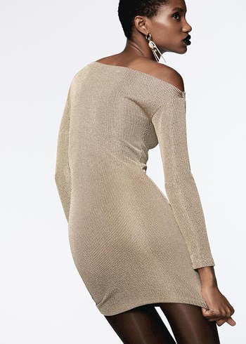 Zara Gold Rengi Elbise - Görsel 3