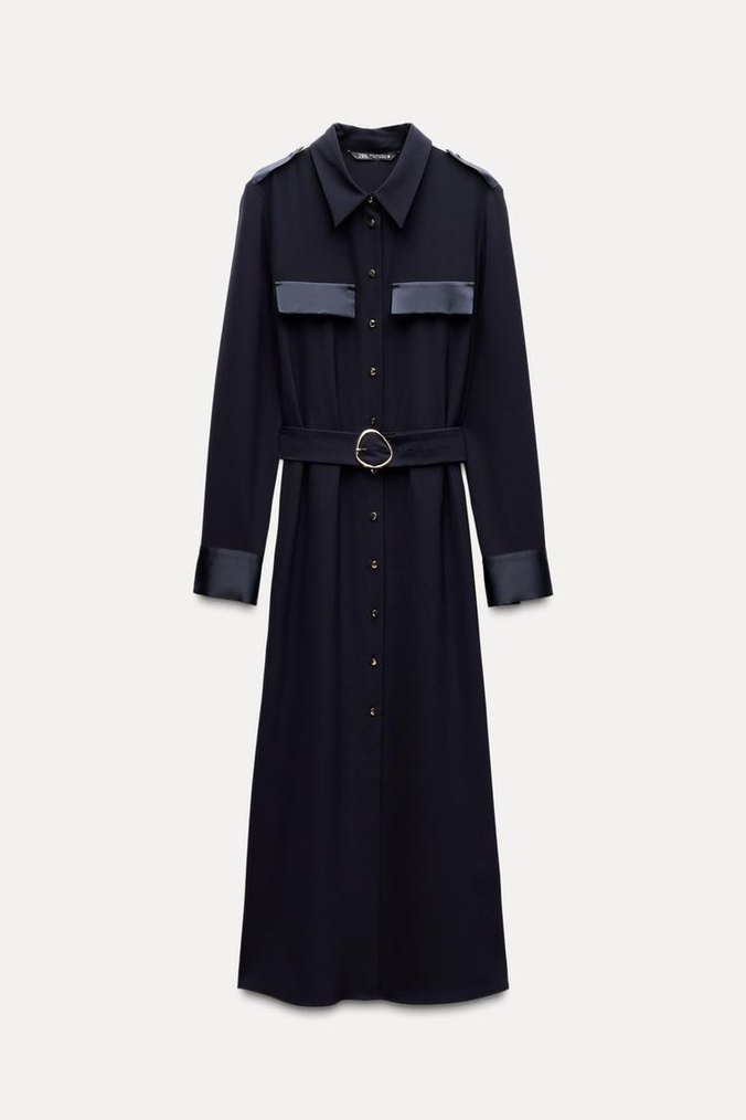 Zara Lacivert Renkli Elbise - Görsel 3