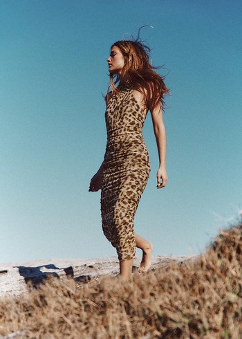 Leopar Desenli Elbise