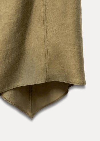 Kayık Yaka Uzun Haki Kadın Elbise - Görsel 9