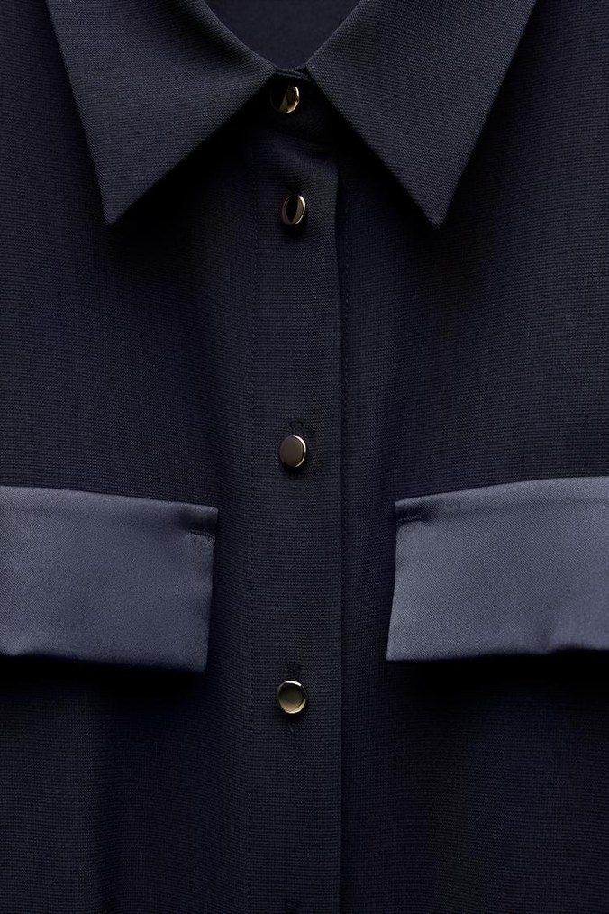 Zara Lacivert Renkli Elbise - Görsel 5