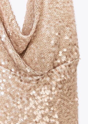 Zara Gold Rengi Payetli Elbise - Görsel 10