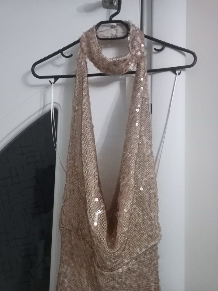 Zara Gold Rengi Payetli Elbise - Görsel 3