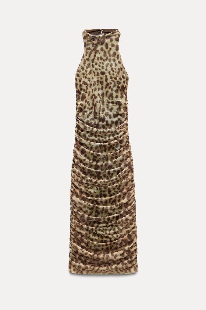 Zara Leopar Desenli Elbise - Görsel 4