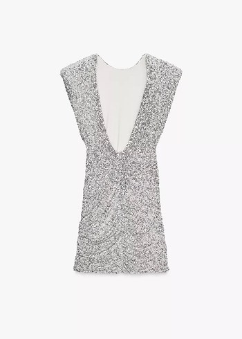 Gri Drapeli Mini Elbise - Görsel 6