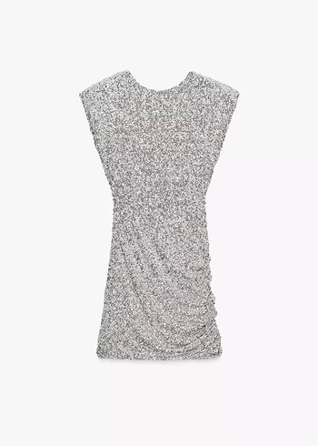 Gri Drapeli Mini Elbise - Görsel 5