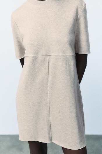 Zara Bej Rengi Elbise - Görsel 6