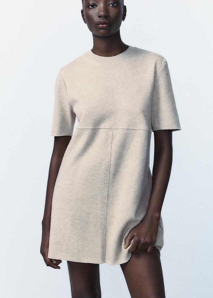 Zara Bej Rengi Elbise - Görsel 2