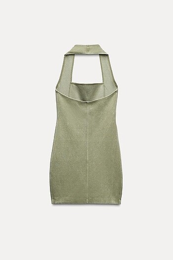 Zara Haki Yeşili Renkli Elbise - Görsel 4