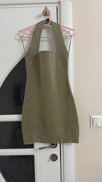 Zara Haki Yeşili Renkli Elbise - Görsel 7