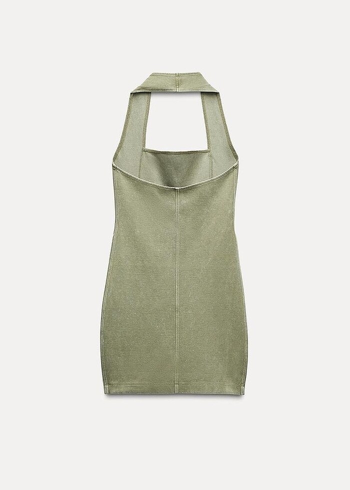 Zara Haki Yeşili Renkli Elbise - Görsel 4