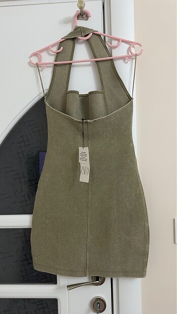 Zara Haki Yeşili Renkli Elbise - Görsel 8