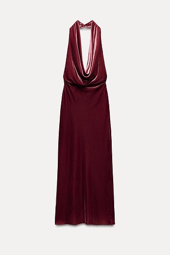 Zara Bordo Rengi Uzun Elbise