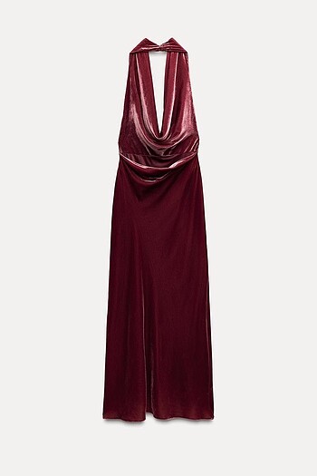 Zara Zara Bordo Rengi Uzun Elbise