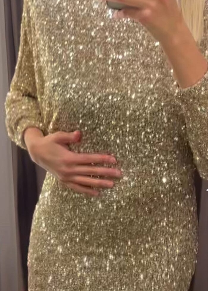 Zara Gold Rengi Pullu Elbise - Görsel 2