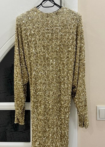 Zara Gold Rengi Pullu Elbise - Görsel 11